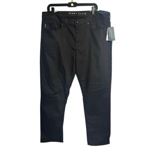Perry Ellis Portfolio Pants Mens 34x32 Black Slim Fit Stretch Dress Work new